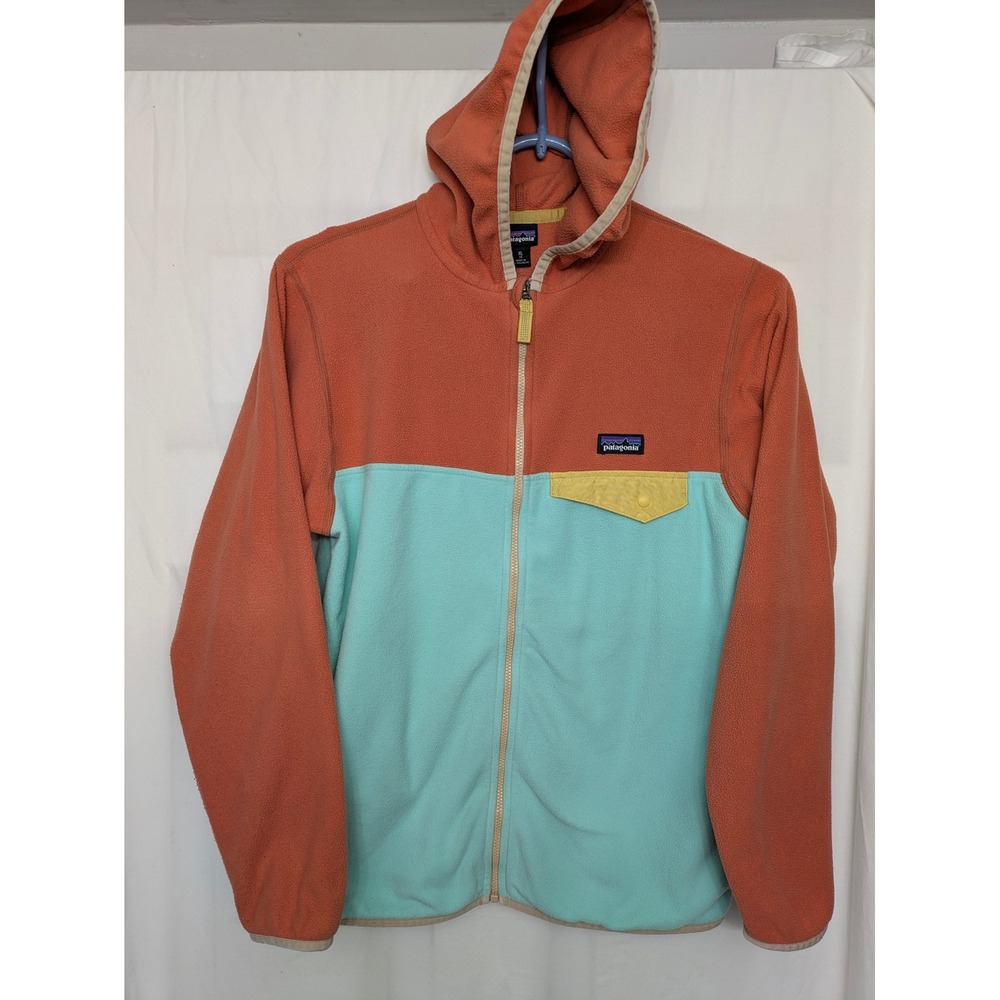 Patagonia Kids XL 14 Synchilla Fleece Full Zip Hoodie Coral Turquoise 65485